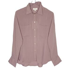 Bohme S NEW Womens Subtle Stripe Lavendar Long Sleeve Shirt Breathable